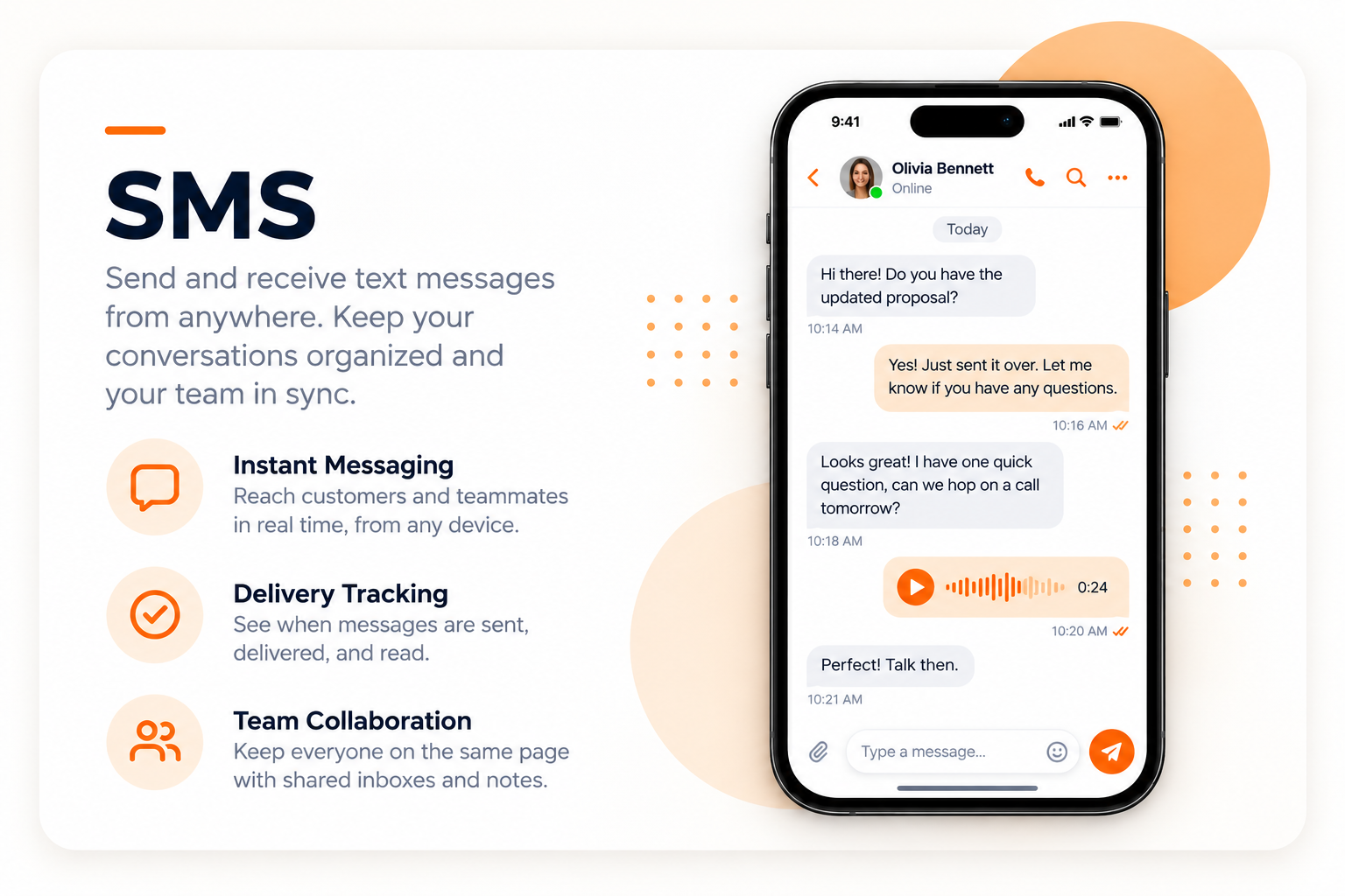 Instant SMS text messaging that keeps conversations moving